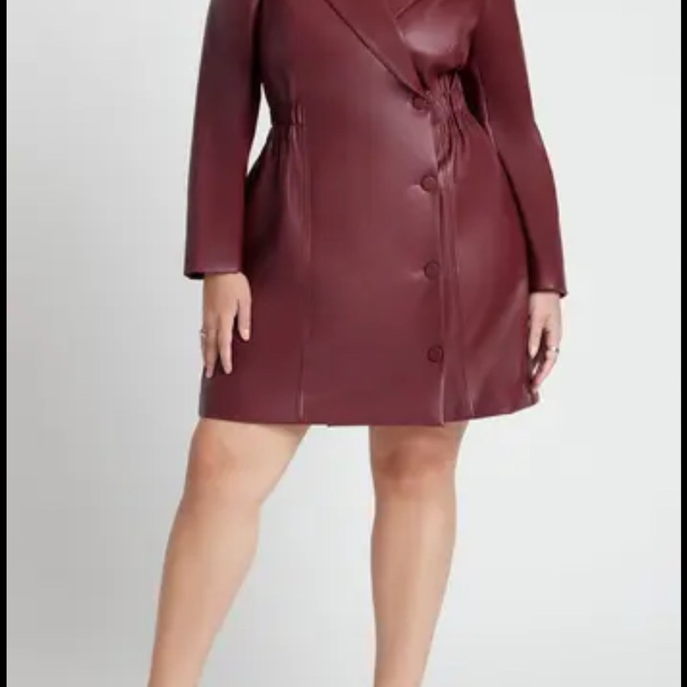 Eloquii Red Trench Coat with Classic Lapel Design
